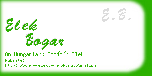 elek bogar business card